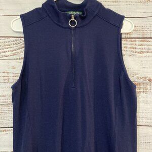 Lauren Ralph Lauren XL Navy Blue Dress with Zip Up Front, XL Women's Dress